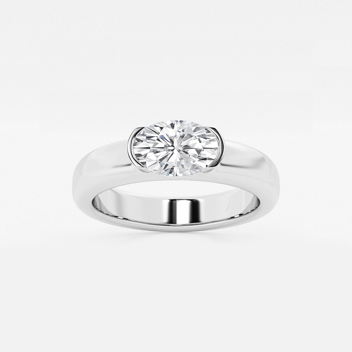 näas 1 ctw Oval Lab Grown Diamond Half Bezel Stackable Ring